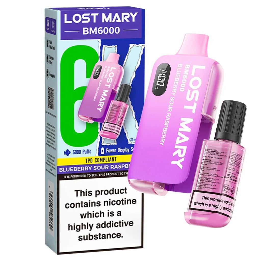 Lost Mary 6k Refillable Kit x5 Blueberry Sour Raspberry