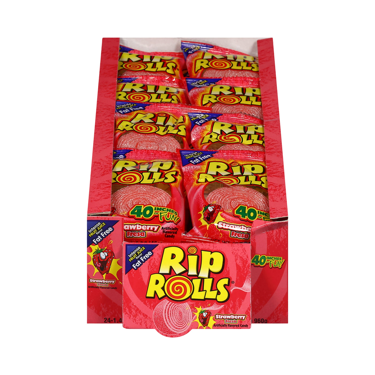 Rips Rolls Candy Strawberry 40g (25 Pcs)