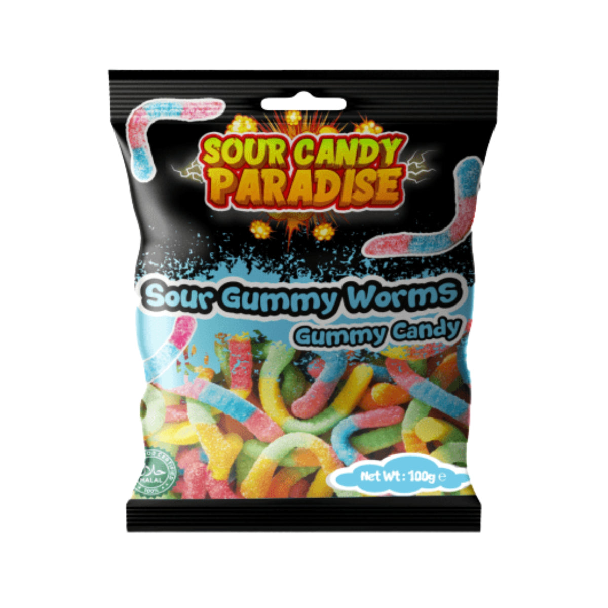 Sour Candy Paradise Sour Gummy Worms 100g (12 Pcs)
